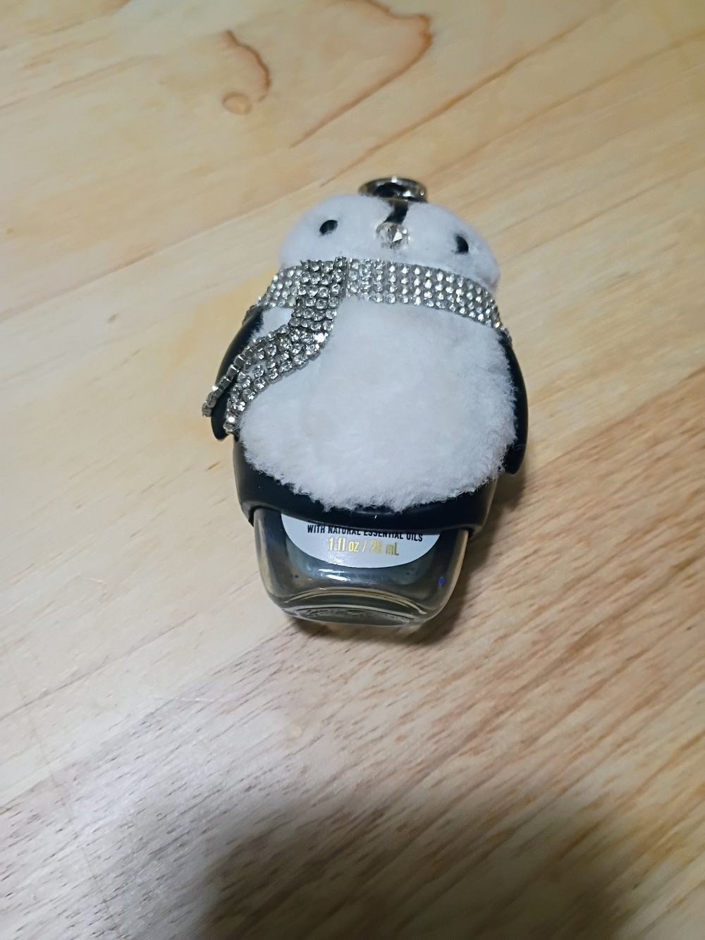 Bath & Body Works Black & White Penguin Pocket Hand Sani Holder with Rhinestones